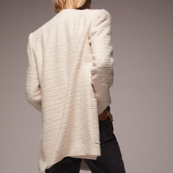 Zara textured double breast frock coat cream nwt - Picture 6 of 9